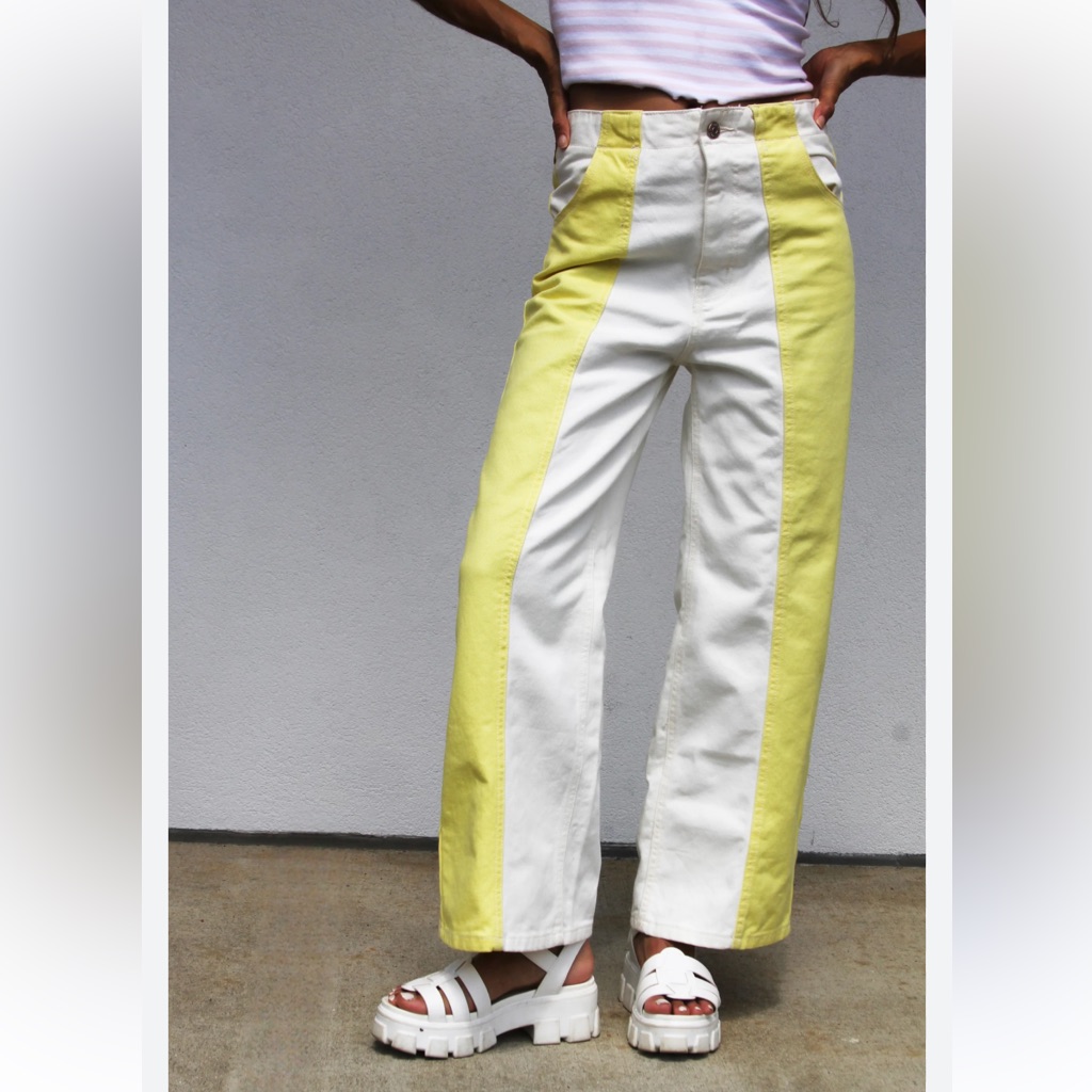 Bdg Two-Tone Yellow And White High Rise Jeans